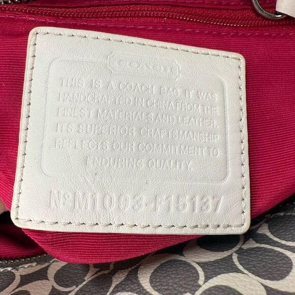 Coach Heritage Signature Stripe Pink White Tote Bag F15137 - Picture 9 of 14